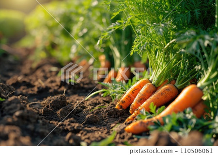 Carrot on ground. Freshly picked carrots. Carrot on ground. Freshly picked carrots. 110506061