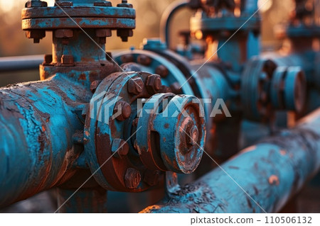 A blue pipes with rust 110506132