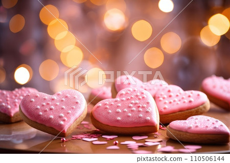A group of pink heart shaped cookies A group of pink heart shaped cookies 110506144
