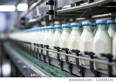 Milk factory. Robotic factory line for processing and bottling of milk. Milk factory. Robotic factory line for processing and bottling of milk. 110506220