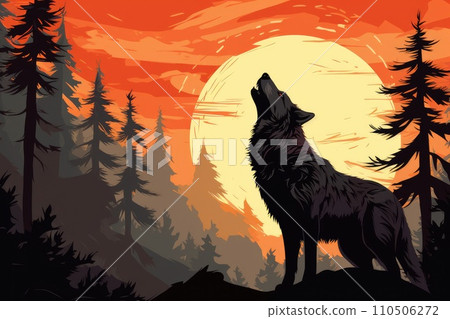 A wolf howling at the moon A wolf howling at the moon 110506272
