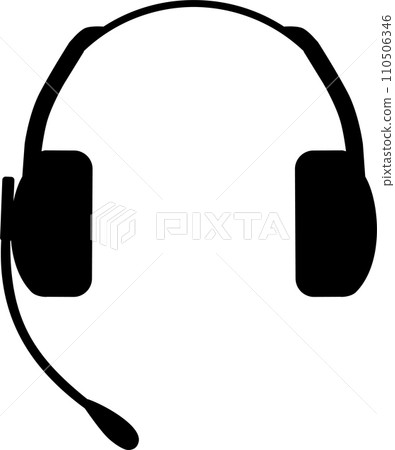 Headphones with Microphone Icon in flat style. Vector Illustration Headphones with Microphone Icon in flat style. Vector Illustration 110506346
