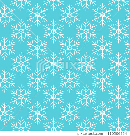 Winter seamless pattern with white snowflakes on blue background. Vector illustration for fabric, textile wallpaper, posters, gift wrapping paper. Christmas vector illustration 110506534