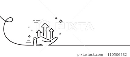 Growth chart line icon. Continuous one line with curl. Money profit sign. Investment symbol. Growth chart single outline ribbon. Loop curve pattern. Vector Growth chart line icon. Continuous one line with curl. Money profit sign. Investment symbol. Growth chart single outline ribbon. Loop curve pattern. Vector 110506582