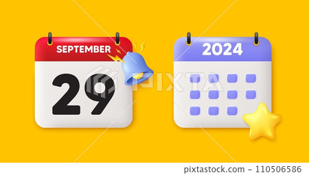 29th day of the month icon. Calendar date 3d icon. Event schedule date. Meeting appointment time. 29th day of September month. Calendar event reminder date. Vector 110506586