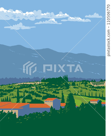 Medici Town in Cerreto Guidi in Florence Tuscany Italy WPA Poster Art 110506770