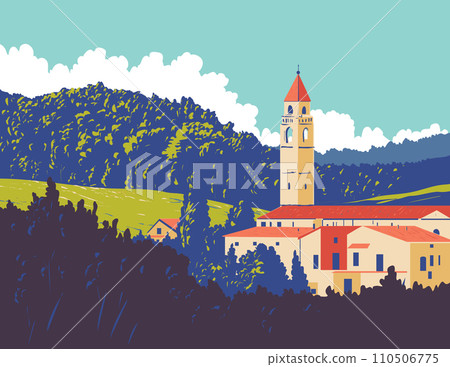Medici Town in Cerreto Guidi in Florence Tuscany Italy WPA Poster Art Medici Town in Cerreto Guidi in Florence Tuscany Italy WPA Poster Art 110506775