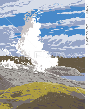 Pohutu Geyser in Whakarewarewa Thermal Reserve Rotorua New Zealand WPA Poster Art Pohutu Geyser in Whakarewarewa Thermal Reserve Rotorua New Zealand WPA Poster Art 110506776