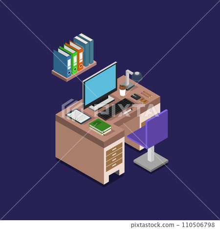 Office desk isometric 110506798