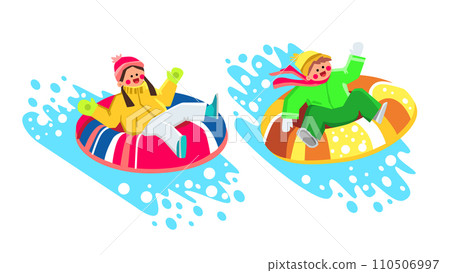 kid hill sled vector 110506997