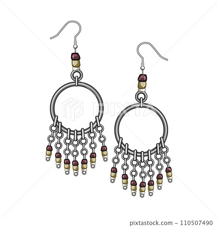 style boho earrings cartoon vector illustration 110507490