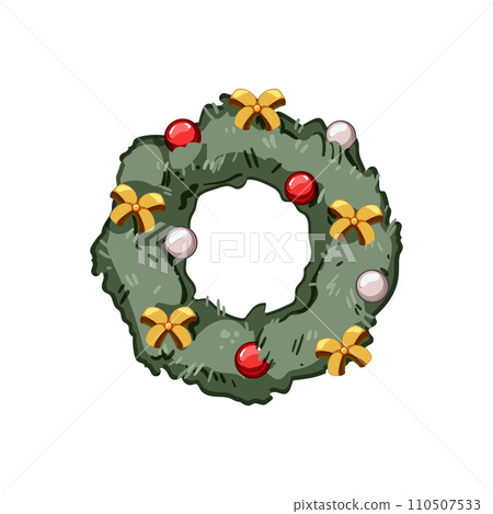 party christmas wreath cartoon vector illustration party christmas wreath cartoon vector illustration 110507533