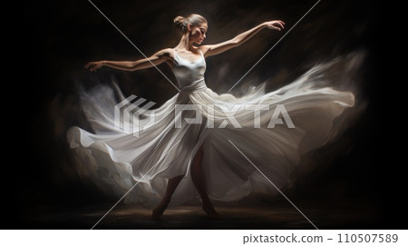 Dance of Shadows: A ballet dancer's silhouette is cast against a textured background 110507589