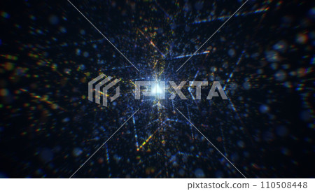3D rendering of an abstract digital tunnel in cyberspace made of particles 110508448