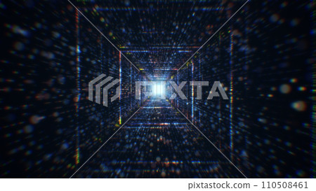 3D rendering of an abstract digital tunnel in cyberspace made of particles 3D rendering of an abstract digital tunnel in cyberspace made of particles 110508461