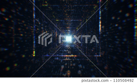 3D rendering of an abstract digital tunnel in cyberspace made of particles 110508492