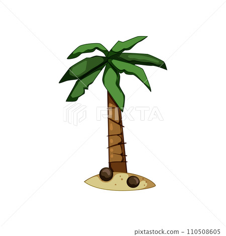 silhouette palm coconut cartoon vector illustration 110508605