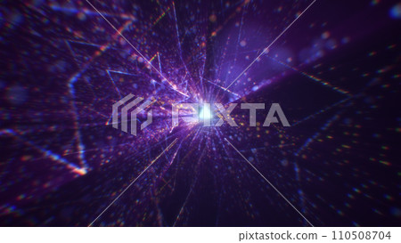3D rendering of an abstract digital tunnel in cyberspace made of particles 110508704