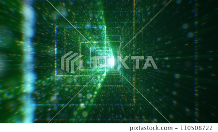 3D rendering of an abstract digital tunnel in cyberspace made of particles 110508722