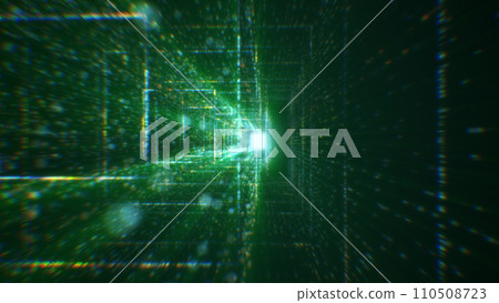 3D rendering of an abstract digital tunnel in cyberspace made of particles 3D rendering of an abstract digital tunnel in cyberspace made of particles 110508723