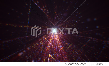 3D rendering of an abstract digital tunnel in cyberspace made of particles 3D rendering of an abstract digital tunnel in cyberspace made of particles 110508835