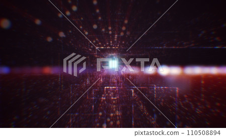 3D rendering of an abstract digital tunnel in cyberspace made of particles 110508894