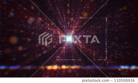 3D rendering of an abstract digital tunnel in cyberspace made of particles 110508916