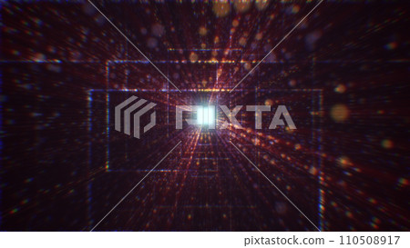 3D rendering of an abstract digital tunnel in cyberspace made of particles 3D rendering of an abstract digital tunnel in cyberspace made of particles 110508917