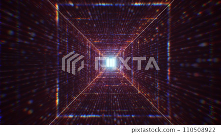 3D rendering of an abstract digital tunnel in cyberspace made of particles 110508922