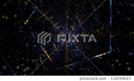 3D rendering of an abstract digital tunnel in cyberspace made of particles 110509025