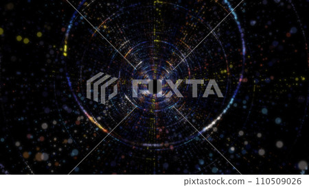 3D rendering of an abstract digital tunnel in cyberspace made of particles 110509026
