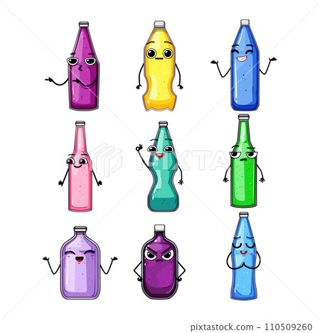 soda bottle character set cartoon vector illustration soda bottle character set cartoon vector illustration 110509260
