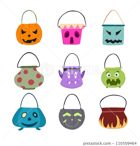halloween bucket set cartoon vector illustration 110509464