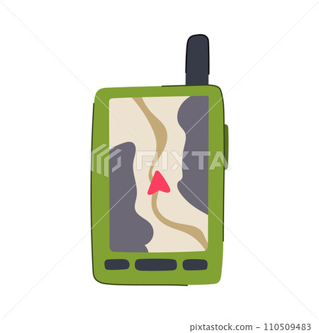 trekking handheld gps cartoon vector illustration trekking handheld gps cartoon vector illustration 110509483