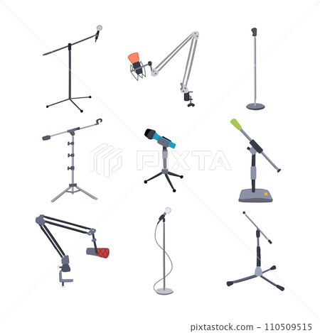 microphone stand set cartoon vector illustration 110509515