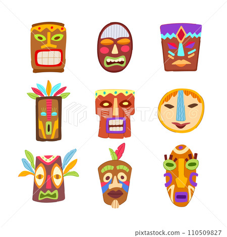 tribal mask set cartoon vector illustration 110509827