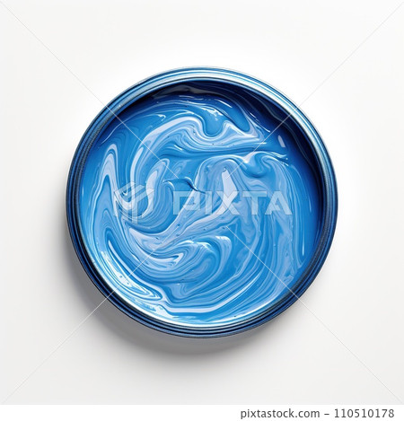 Blue paint can isolated on white background. Top view. Can with blue paint on a white background. 110510178