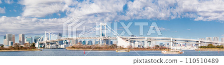 從東京台場公園看到的東京灣和彩虹橋 110510489
