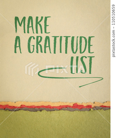 make a gratitude list - inspirational handwriting on art paper 110510659