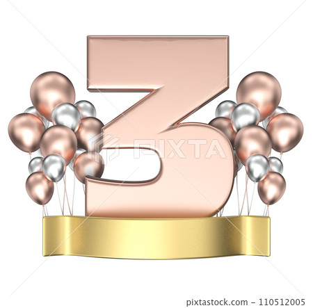 Happy Anniversary Number gold With Balloon 3D Render Happy Anniversary Number gold With Balloon 3D Render 110512005