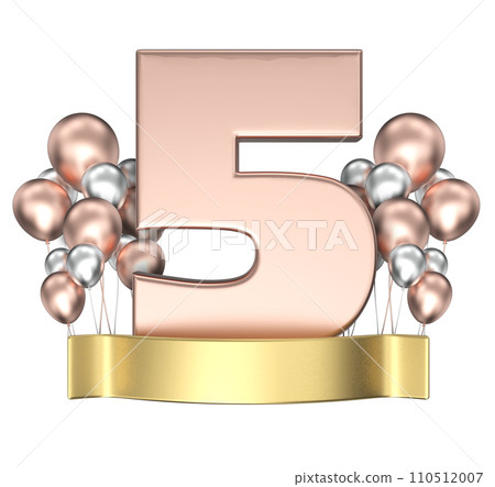 Happy Anniversary Number gold With Balloon 3D Render Happy Anniversary Number gold With Balloon 3D Render 110512007