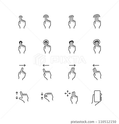 Smartphone gesture line drawing icon set Smartphone gesture line drawing icon set 110512150