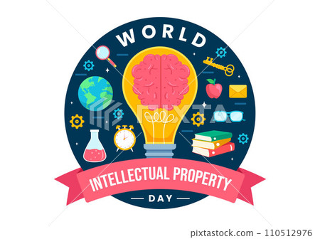 World Intellectual Property Day Vector Illustration on 26 April with Brain and Light Bulb for Innovation and Ideas Creativity Concept Background 110512976