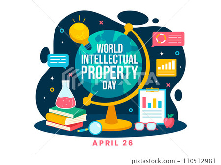 World Intellectual Property Day Vector Illustration on 26 April with Brain and Light Bulb for Innovation and Ideas Creativity Concept Background 110512981