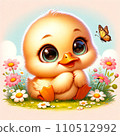 可愛的小雞和蒲公英花 110512992