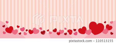 Cute heart and striped horizontal frame banner/pink/red 110513155