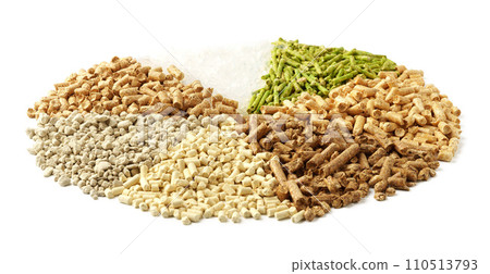 Different types of cat litter close up Different types of cat litter close up 110513793