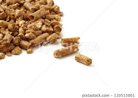 Wooden filler for cat litter box isolated on white background 110513801
