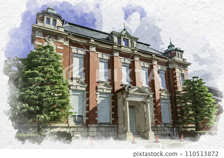 Watercolor style Takaoka Yamamachisuji townscape Former Takaoka Kyoritsu Bank head office Takaoka City, Toyama Prefecture Watercolor style Takaoka Yamamachisuji townscape Former Takaoka Kyoritsu Bank head office Takaoka City, Toyama Prefecture 110513872
