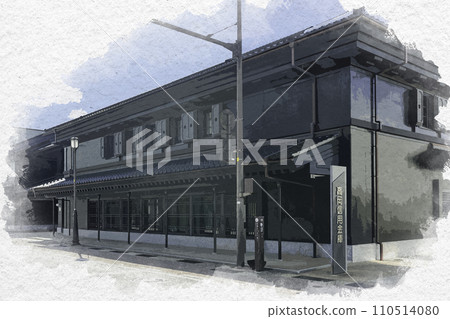 水彩風格的高岡山町筋街景 高岡信用金庫總店 富山縣高岡市 水彩風格的高岡山町筋街景 高岡信用金庫總店 富山縣高岡市 110514080